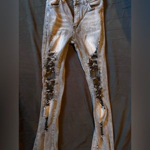 Size small ashy black color, flare like jeans only worn a few times.
